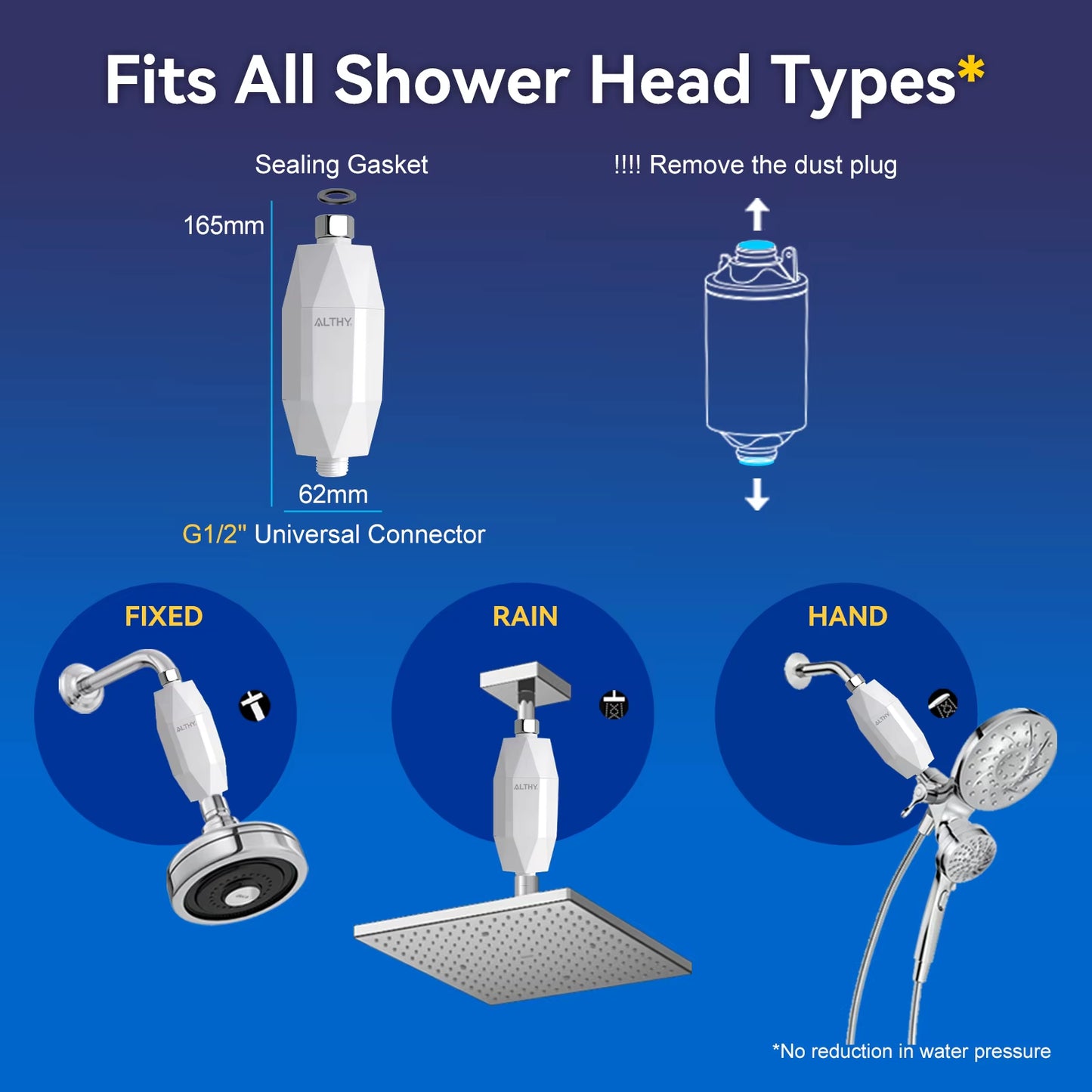 Vitamin C Revitalizing Shower Water Filter - Reduces Chlorine Heavy Metal - Improves Dry Itchy Skin, Hair Dandruff, Eczema